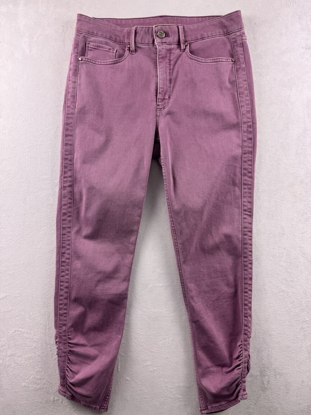 Skinny Jeans White House Black Market Size 8 Lilac High Rise Ruched Crop